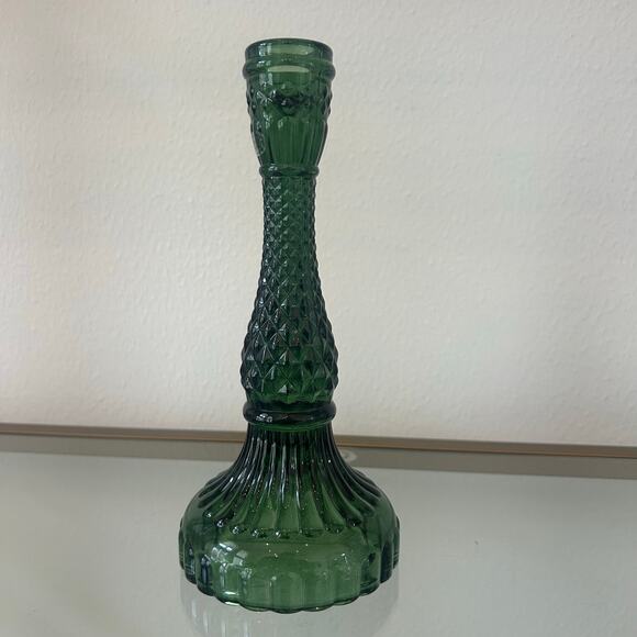 Cupcakes & Cashmere Glass Taper Candle Holder 9in Emerald Green Holiday NEW - Picture 12 of 12